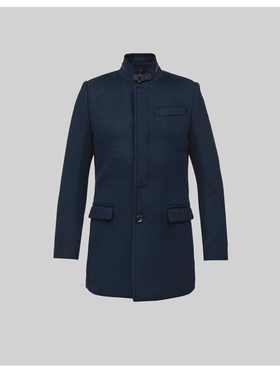 Borgio Borgio Płaszcz wełniany rizziconi Granatowy Slim Fit
