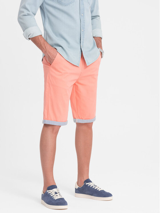 Ombre Ombre Chino kalhoty W421 Růžová Regular Fit