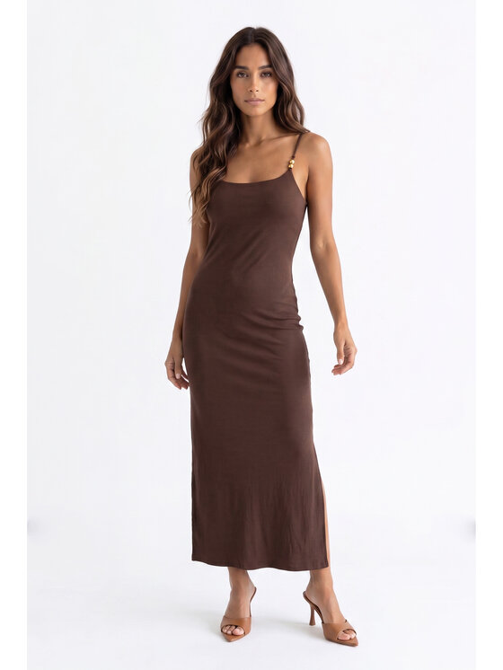 FIGL FIGL Sukienka letnia M1199 Brązowy Fitted Fit