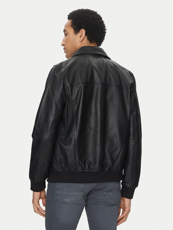 Mustang Mustang Lederjacke Essen Veg 310-24-061 Schwarz Regular Fit