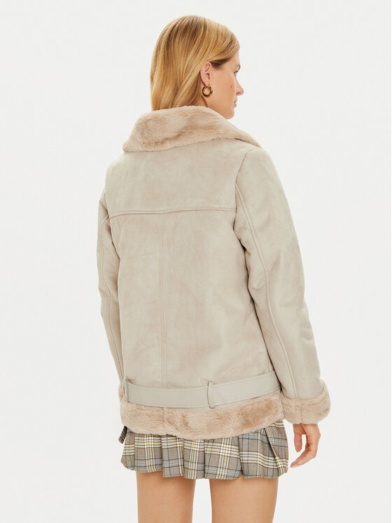 Brave Soul Brave Soul Cappotto in shearling LJK-BLACKOUTSTON Beige Regular Fit