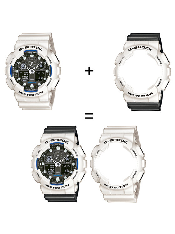 Casio Casio Zegarek SET GA-100B-7AER + BEZEL 10395292 + PASEK 10467764 Szary
