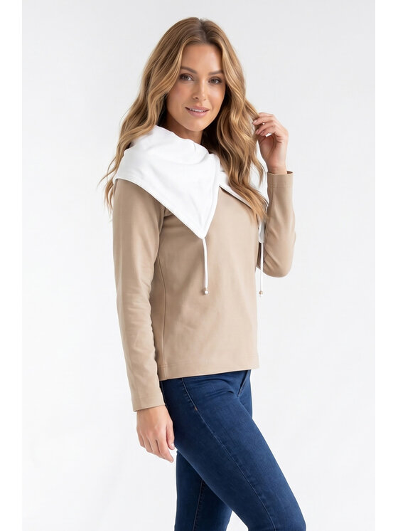 FIGL FIGL Bluza M1365 Beżowy Regular Fit