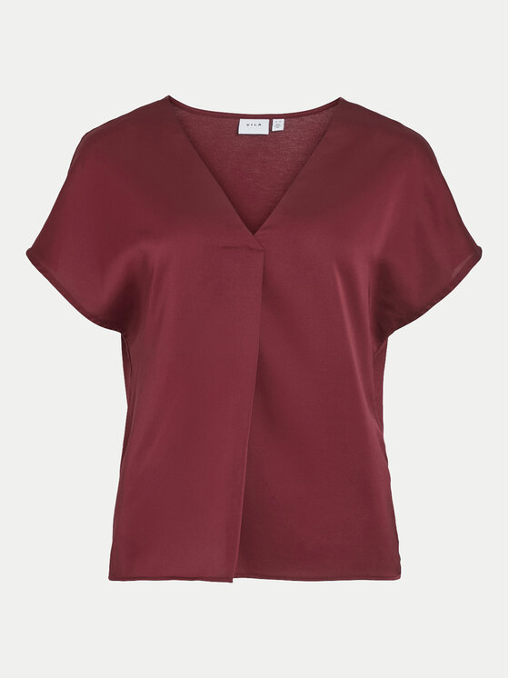 Vila Vila Majica Elliette 14089239 Tamnocrvena Regular Fit