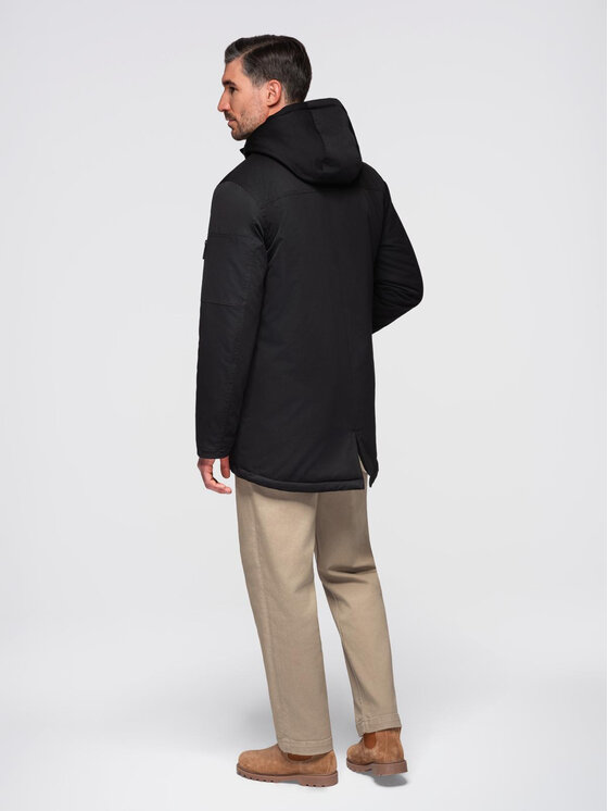 Ombre Ombre Parka OM-JAPJ-0316 Czarny Regular Fit