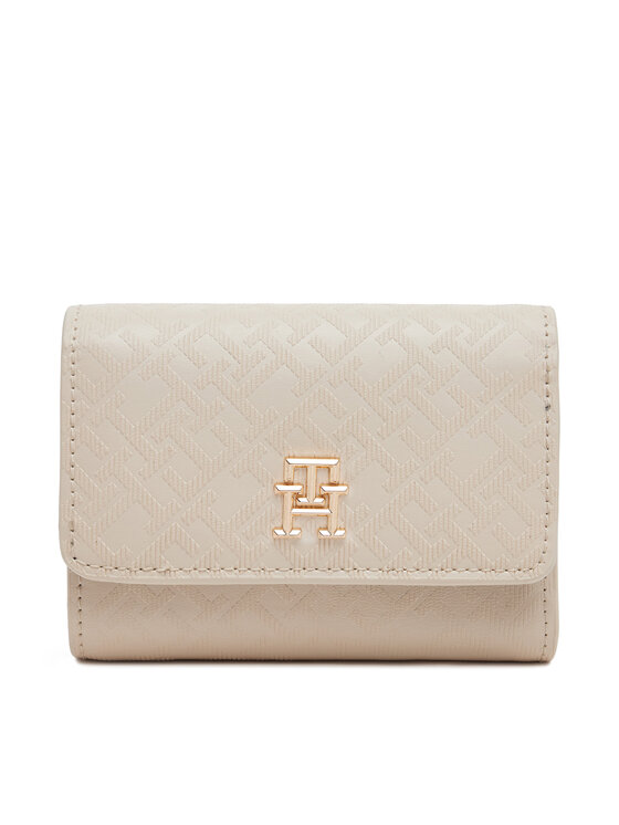 Tommy Hilfiger Portafoglio Th Distinct Trifold Wallet Mono AW0AW17257 Écru