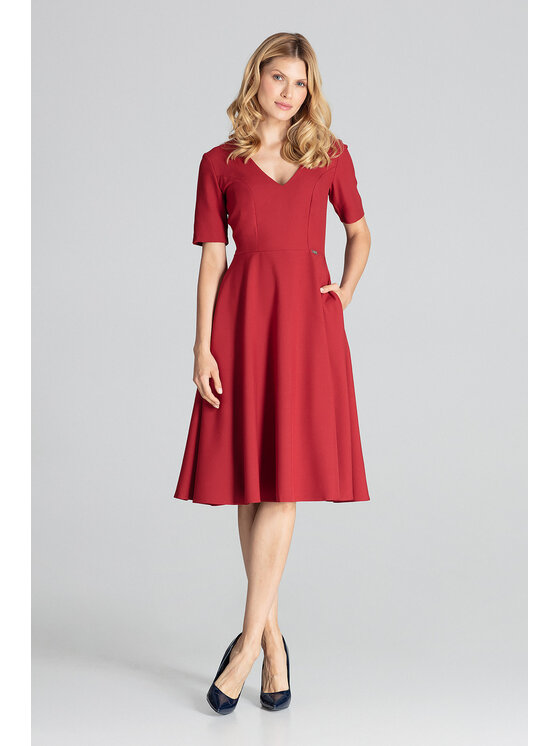FIGL FIGL Sukienka M673 Bordowy Regular Fit