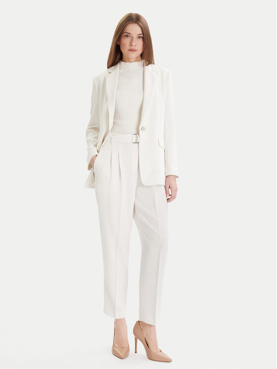 BOSS Boss Szövet nadrág Tapiah 50490037 Ekru Relaxed Fit