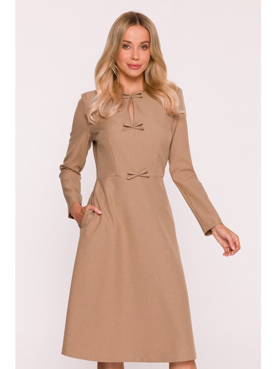 Stylove Stylove Sukienka codzienna S413 Beżowy A-Line Fit