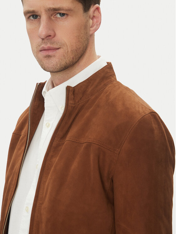 Serge Pariente Serge Pariente Giacca di pelle Sylvino Vs Marrone Slim Fit