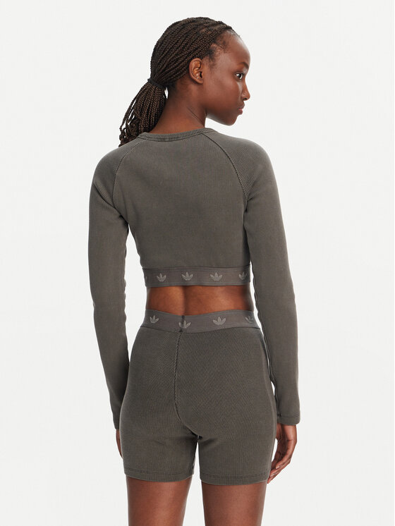 adidas adidas Blúzka Ribbed JD0014 Čierna Slim Fit