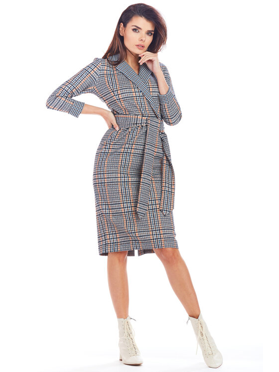 Awama Awama Sukienka dzianinowa A362 Granatowy Basic Fit