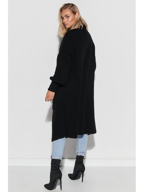 Makadamia Makadamia Kardigan S101 Czarny Oversize