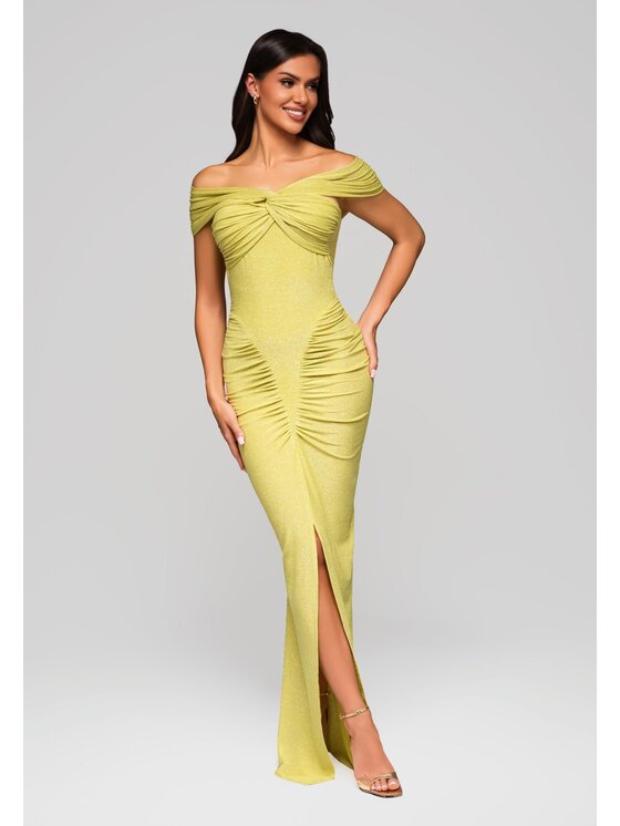 Ombre Ombre Sukienka koktajlowa LA-OM-DLR182 Zielony Regular Fit