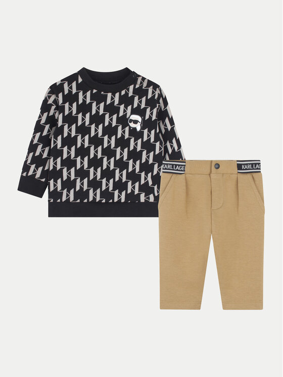 Karl Lagerfeld Kids Set Majica Dugih Rukava I Tekstilne Hlače Z30293 S Šarena Regular Fit