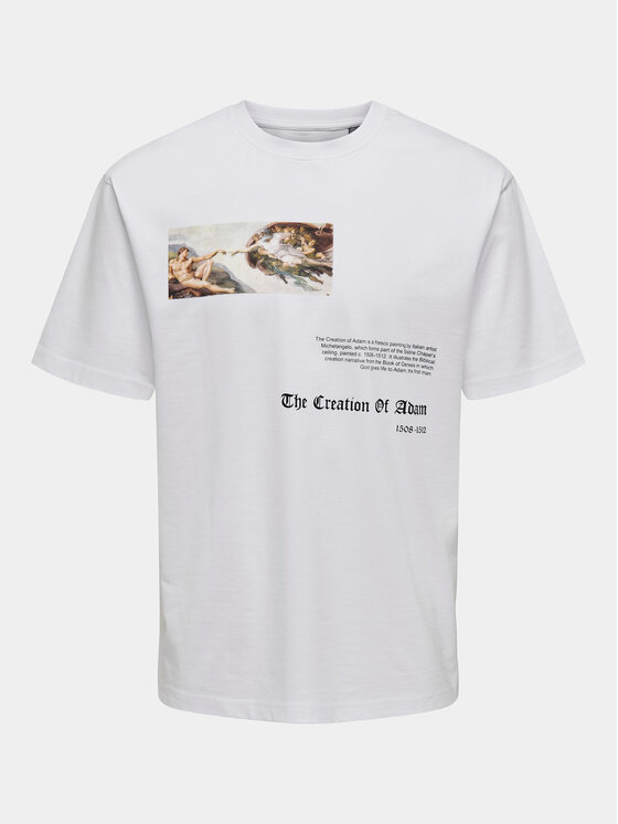Only & Sons Only & Sons Тишърт Apoh 22028207 Бял Relaxed Fit