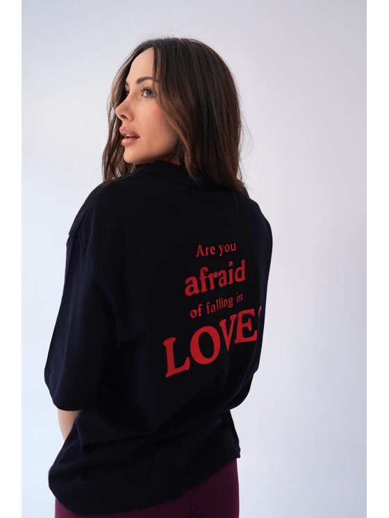 Chiara Wear Chiara Wear T-Shirt T-shirt bawełniany oversize CAT Czarny Oversize