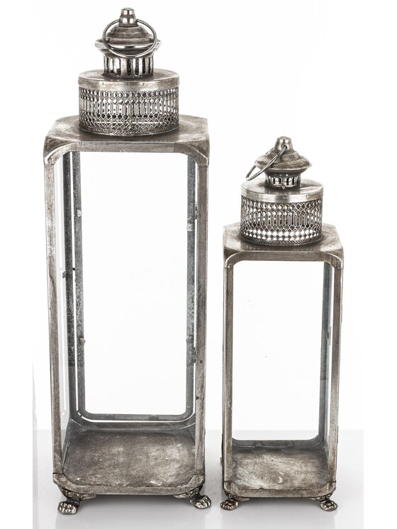 MIAhome MIAhome Lampion 2 szt. metalowy LANTEN Srebrny