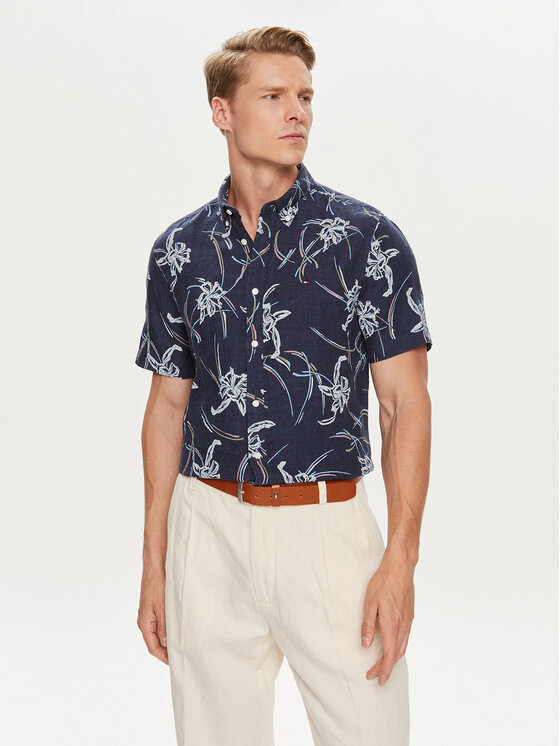 Tommy Hilfiger Hemd Tropical MW0MW34613 Dunkelblau Regular Fit 