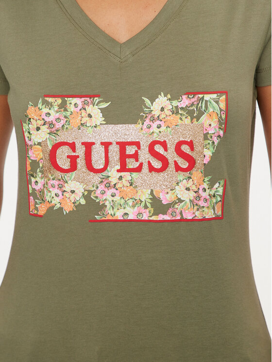Guess Guess Majica W4GI23 J1314 Zelena Slim Fit