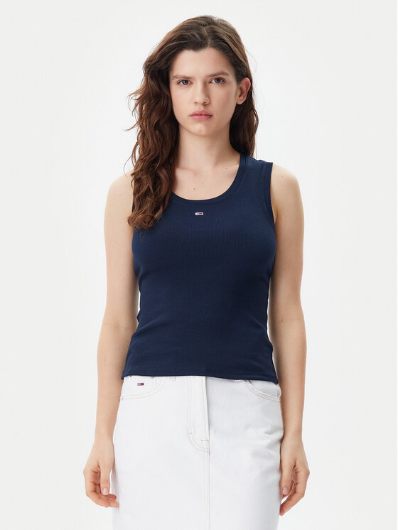Tommy Jeans Tommy Jeans Top Essential DW0DW20673 Bleumarin Slim Fit