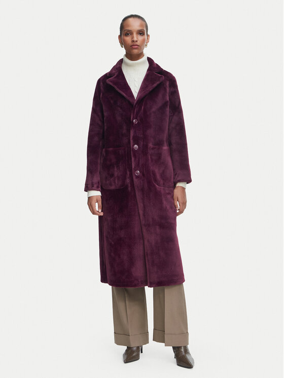 Rinascimento Rinascimento Kożuch sztuczny CFC0127144003 Bordowy Regular Fit