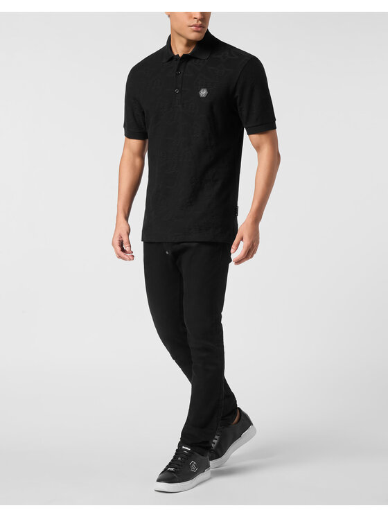 PHILIPP PLEIN PHILIPP PLEIN Polo 26189 Czarny Slim Fit