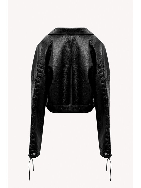Epuzer Epuzer Kurtka skórzana Biker leather Czarny Standard Fit
