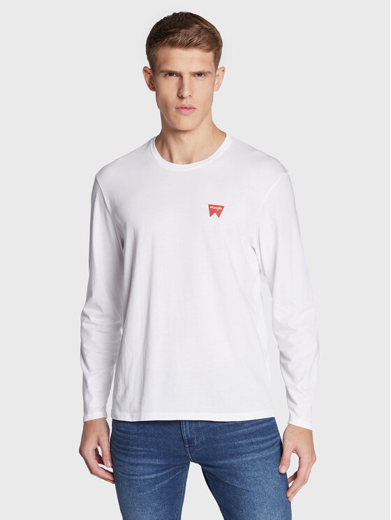 Wrangler S dlhými rukávmi Sign Off W70KD3989 112320268 Biela Regular Fit