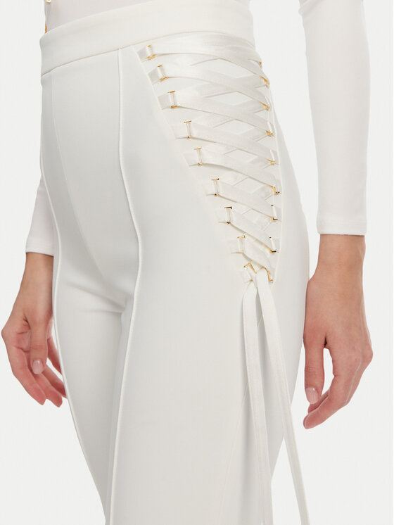Elisabetta Franchi Elisabetta Franchi Kalhoty z materiálu PA-083-51E2 Bílá Regular Fit