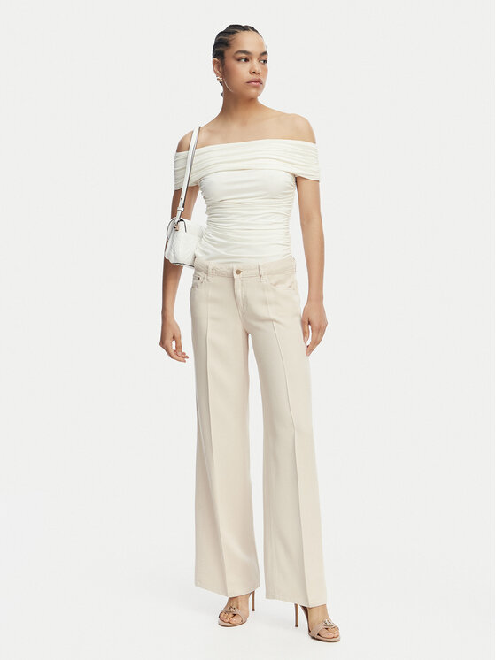 Guess Guess Jeansy W4GA96 WDP85 Kremowy Wide Leg