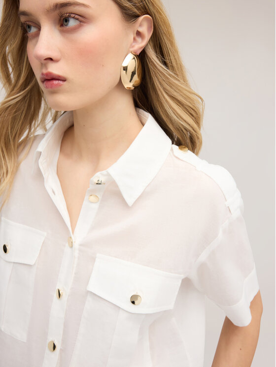 Motivi Motivi Camicia 5022W000523N011 Bianco Over Fit