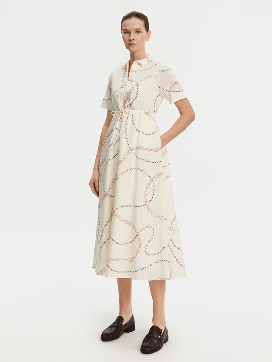 Tommy Hilfiger Tommy Hilfiger Sukienka koszulowa Voile WW0WW46009 Beżowy Regular Fit