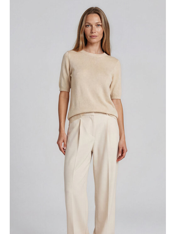 Fobya Fobya Bluzka F3036 Kremowy Basic Fit