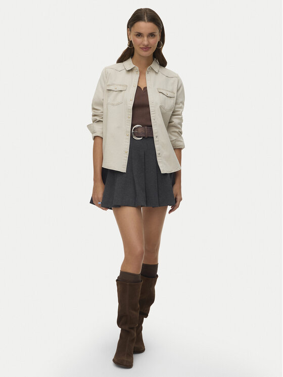 Vero Moda Vero Moda Koszula jeansowa Maria 10277523 Beżowy Slim Fit