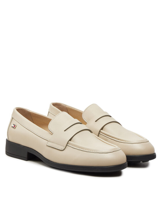 Tommy Hilfiger Tommy Hilfiger Loafers Flag Leather Classic Loafer FW0FW08030 Beige