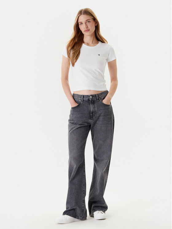 Converse Converse Marškinėliai 10027252-A01 Balta Slim Fit