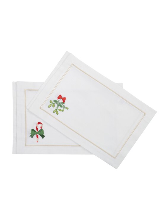 Roseberry Home Roseberry Home Podkładka na stół Candy Cane & Mistletoe Panama Biały
