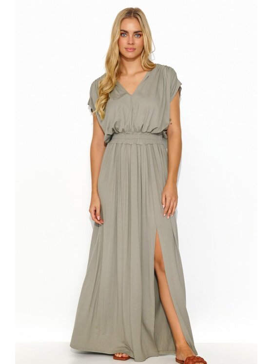 Makadamia Makadamia Sukienka codzienna M825 Szary Comfortable Fit