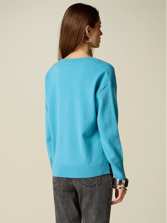 Oltre Oltre Sweter M339J005594N004 Turkusowy Regular Fit
