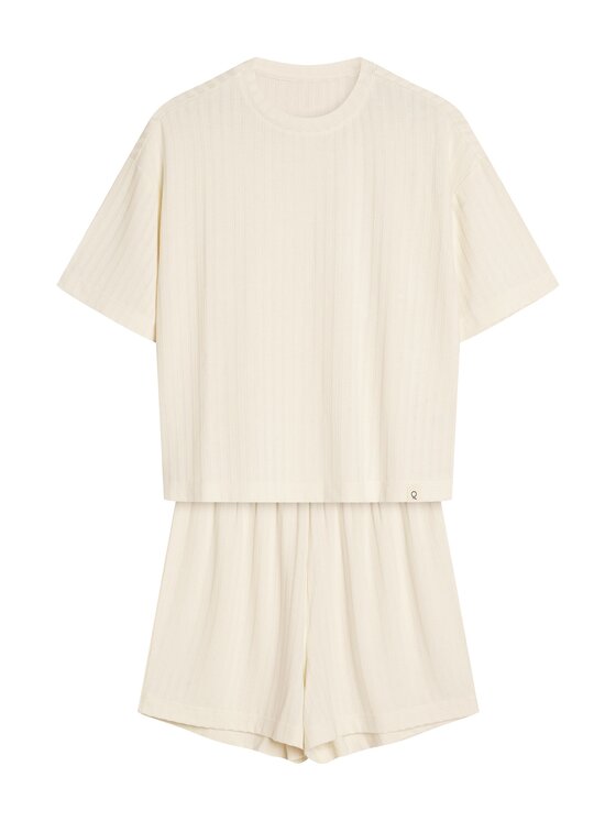 Esotiq Esotiq Komplet t-shirt i spodenki 42691 Biały Loose Fit