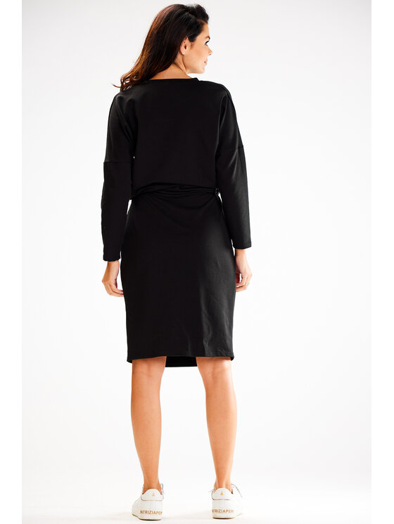 Awama Awama Úpletové šaty A606 Černá Basic Fit