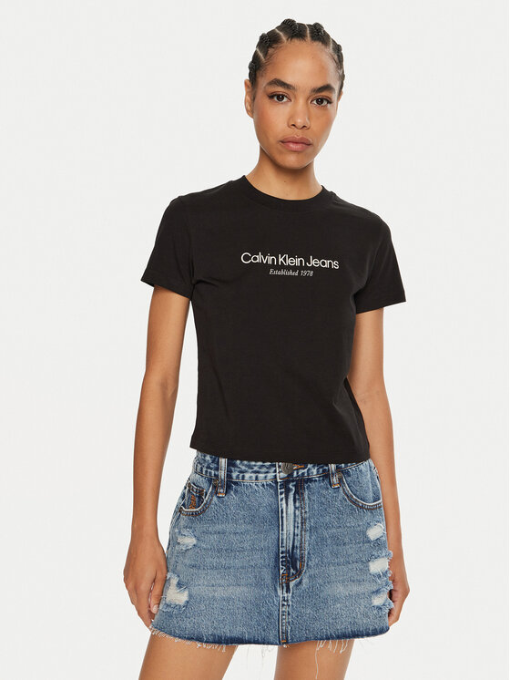 Calvin Klein Jeans T-krekls J20J224914 Melns Regular Fit