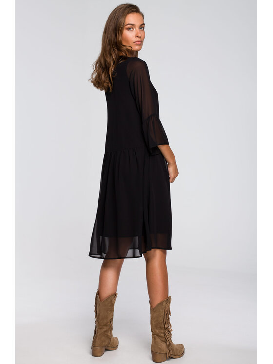 Stylove Stylove Každodenní šaty S236 Černá Regular Fit