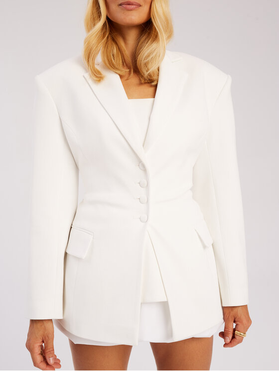 Marlu Marlu Marynarka taliowana Biały Classic Fit