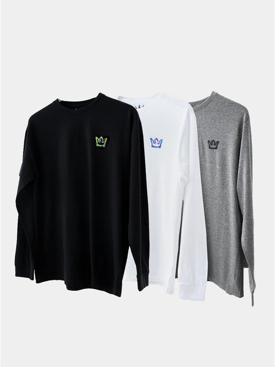 Jigga Wear Jigga Wear Longsleeve Zestaw 3 Koszulek Z Długim Rękawem Czarna / Szara / Biała Jigga Wear Mini Spray S Czarny Regular Fit