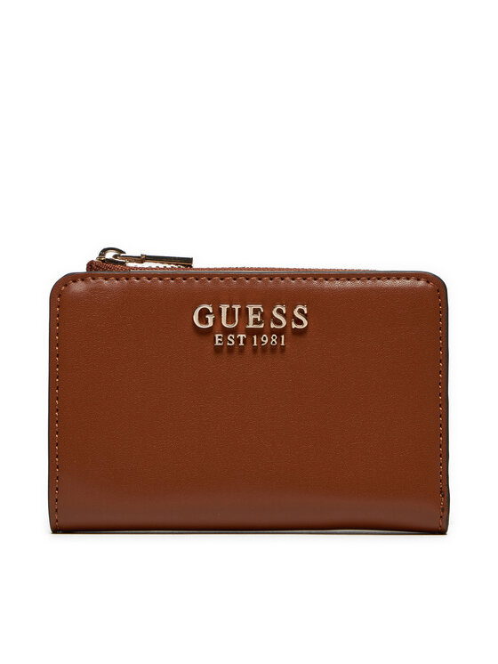 Leather Wallet Guess Kleines Portemonnaie Guess Geldbeutel Braun
