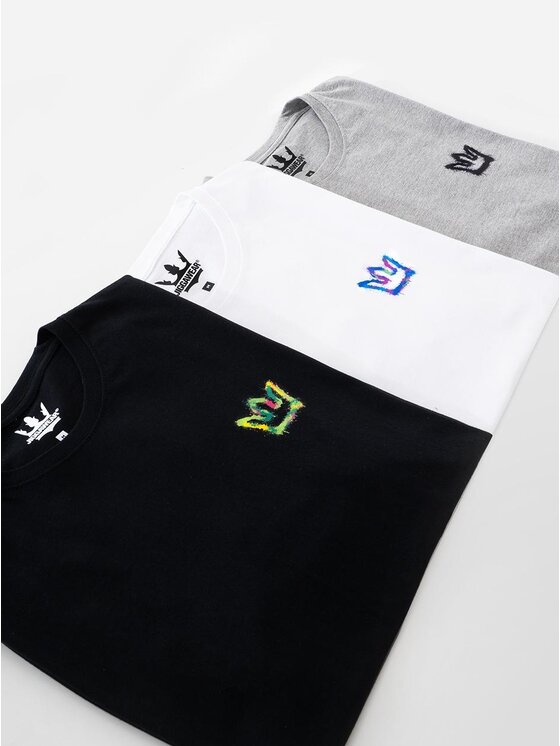 Jigga Wear Jigga Wear Komplet 3 t-shirtów Zestaw 3 T-Shirtów Męskich Czarna / Biała / Szara Jigga Wear Mini Spray S Kolorowy Regular Fit