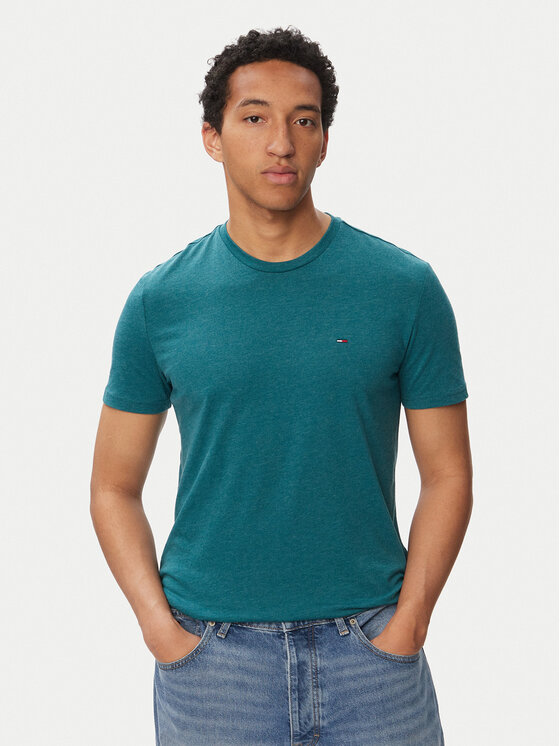 Tommy Jeans Tricou Jaspe Htr Tee Ext DM0DM20363 Turcoaz Slim Fit
