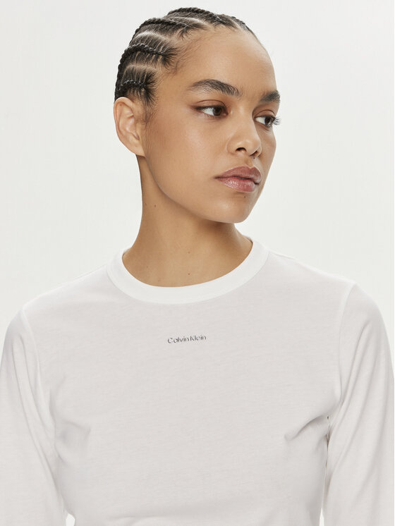 Calvin Klein Calvin Klein Bluse Nano Logo K20K207572 Weiß Regular Fit